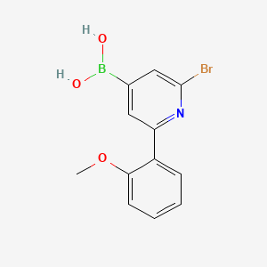 Chemical structure of 2-Bromo-6-(2-methoxyphenyl)pyridine-4-boronic acid