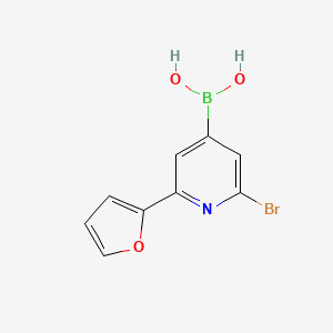 Chemical structure of 2-Bromo-6-(2-furyl)pyridine-4-boronic acid