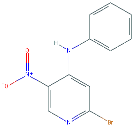 Chemical structure of 2-bromo-5-nitro-N-phenyl-4-pyridinamine