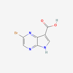 Chemical structure of 2-Bromo-5H-pyrrolo[2,3-b]pyrazine-7-carboxylic acid