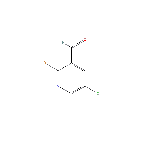 Chemical structure of 2-bromo-5-chloropyridine-3-carbaldehyde