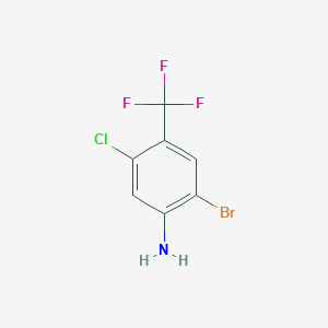 Chemical structure of 2-Bromo-5-chloro-4-(trifluoromethyl)aniline