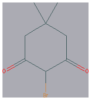 Chemical structure of 2-bromo-5,5-dimethylcyclohexane-1,4-dione