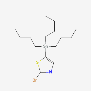 Chemical structure of 2-bromo-5-(tributylstannyl)thiazole