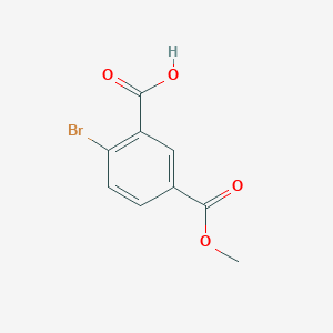 Chemical structure of 2-Bromo-5-(methoxycarbonyl)benzoic acid