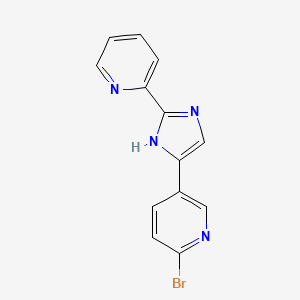Chemical structure of 2-Bromo-5-(2-pyridin-2-yl-1H-imidazol-4-yl)-pyridine