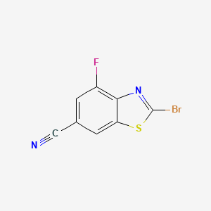 Chemical structure of 2-Bromo-4-fluorobenzo[d]thiazole-6-carbonitrile