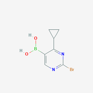 Chemical structure of 2-Bromo-4-(cyclopropyl)pyrimidine-5-boronic acid
