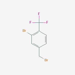 Chemical structure of 2-Bromo-4-(bromomethyl)-1-(trifluoromethyl)benzene