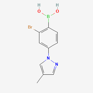 Chemical structure of 2-Bromo-4-(4-methyl-1H-pyrazol-1-yl)phenylboronic acid