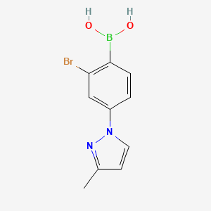 Chemical structure of 2-Bromo-4-(3-methyl-1H-pyrazol-1-yl)phenylboronic acid