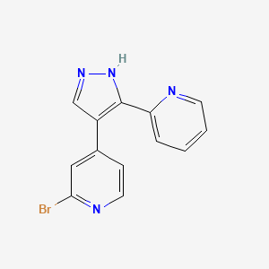 Chemical structure of 2-Bromo-4-(3-(pyridin-2-yl)-1H-pyrazol-4-yl)pyridine