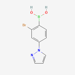Chemical structure of 2-Bromo-4-(1H-pyrazol-1-yl)phenylboronic acid