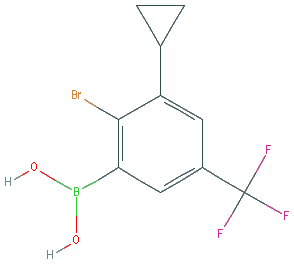 Chemical structure of 2-Bromo-3-cyclopropyl-5-trifluoromethylphenylboronic acid