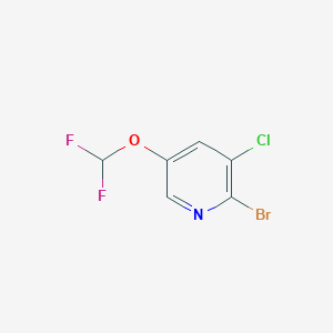 Chemical structure of 2-Bromo-3-chloro-5-(difluoromethoxy)pyridine