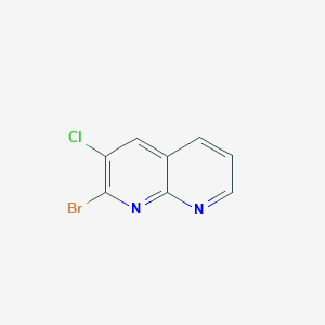 Chemical structure of 2-Bromo-3-chloro-1,8-naphthyridine