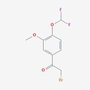 Chemical structure of 2-Bromo-1-[4-(difluoromethoxy)-3-methoxyphenyl]ethan-1-one