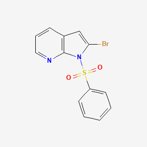 Chemical structure of 2-Bromo-1-(phenylsulfonyl)-1H-pyrrolo[2,3-b]pyridine