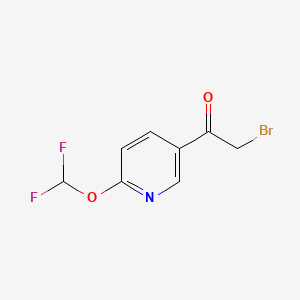 Chemical structure of 2-Bromo-1-(6-(difluoromethoxy)pyridin-3-yl)ethanone