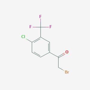 Chemical structure of 2-Bromo-1-(4-chloro-3-(trifluoromethyl)phenyl)ethanone
