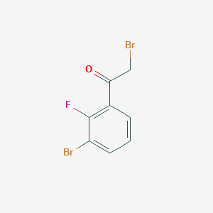 Chemical structure of 2-Bromo-1-(3-bromo-2-fluorophenyl)ethanone