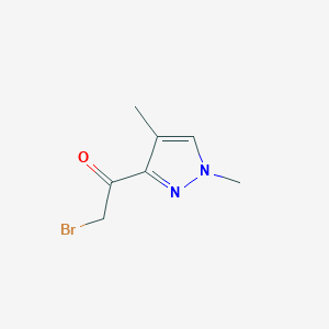 Chemical structure of 2-Bromo-1-(1,4-dimethyl-1H-pyrazol-3-yl)ethanone
