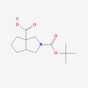 Chemical structure of 2-Boc-octahydrocyclopenta[c]-pyrrole-3a-carboxylic acid