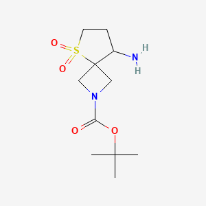 Chemical structure of 2-Boc-8-amino-5-thia-2-azaspiro[3.4]octane 5,5-dioxide