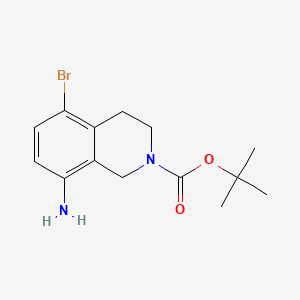 Chemical structure of 2-Boc-5-bromo-1,2,3,4-tetrahydroisoquinolin-8-amine