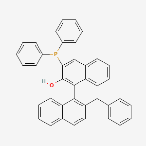 Chemical structure of 2'-Benzyl-2-hydroxy-3-(diphenylphosphino)-[1,1'-binaphthalene]