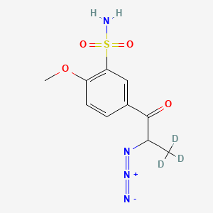Chemical structure of 2-Azido-1-(4’-methoxy-3’-sulfonamidophenyl)-1-propanone-d3