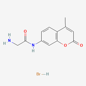 Chemical structure of 2-Amino-N-(4-methyl-2-oxo-2H-chromen-7-yl)acetamide hydrobromide