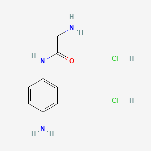 Chemical structure of 2-Amino-N-(4-aminophenyl)acetamide dihydrochloride