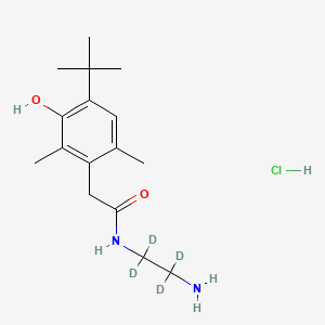 Chemical structure of 2-Aminoethyl 4-tert-Butyl-2,6-dimethyl-3-hydroxyphenylacetamide-d4 Hydrochloride
