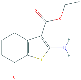 Chemical structure of 2-Amino-7-Oxo-4,5,6,7-Tetrahydro-Benzo[b]Thiophene-3-Carboxylic Acid Ethyl Ester