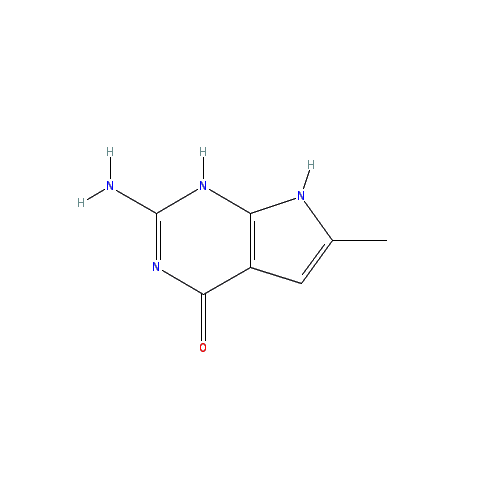 Chemical structure of 2-Amino-6-methyl-1,7-dihydropyrrolo[2,3-d]pyrimidin-4-one