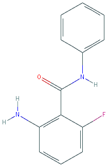 Chemical structure of 2-Amino-6-fluoro-N-phenylbenzamide