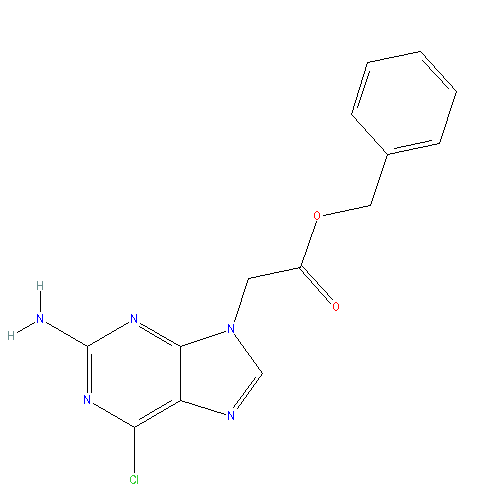 Chemical structure of Benzyl 2-(2-amino-6-chloro-9H-purin-9-yl)acetate