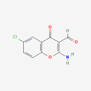 Chemical structure of 2-Amino-6-chloro-3-formylchromone