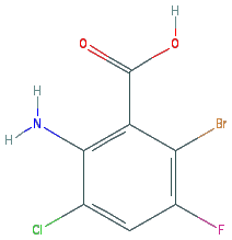 Chemical structure of 2-Amino-6-bromo-3-chloro-5-fluorobenzoic acid