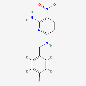 Chemical structure of 2-Amino-6-[(4-fluorobenzyl)-amino]-3-nitropyridine-d4