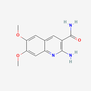 Chemical structure of 2-Amino-6,7-dimethoxyquinoline-3-carboxamide