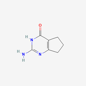Chemical structure of 2-amino-5H,6H,7H-cyclopenta[d]pyrimidin-4-ol