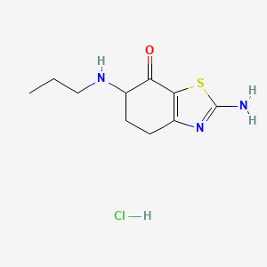 Chemical structure of 2-Amino-6-(propylamino)-5,6-dihydrobenzo[d]thiazol-7(4H)-one hydrochloride