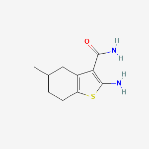 Chemical structure of 2-Amino-5-methyl-4,5,6,7-tetrahydrobenzo[b]thiophene-3-carboxamide