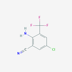 Chemical structure of 2-amino-5-chloro-3-trifluromethyl-Benzonitrile