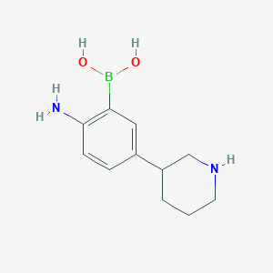 Chemical structure of 2-Amino-5-(piperidin-3-yl)phenylboronic acid