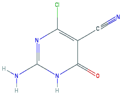 Chemical structure of 2-Amino-4-chloro-6-oxo-1,6-dihydropyrimidine-5-carbonitrile