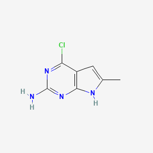 Chemical structure of 2-Amino-4-chloro-6-methyl-7H-pyrrolo[2,3-d]pyrimidine