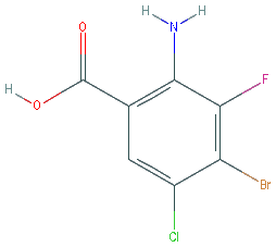Chemical structure of 2-Amino-4-bromo-5-chloro-3-fluorobenzoic acid